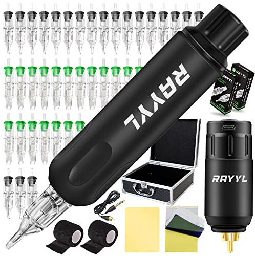 Rayyl Rotary Machine Set Wireless Rotary Pen with 1200mAh Battery 40 Pieces Needle for Beginners and Artists