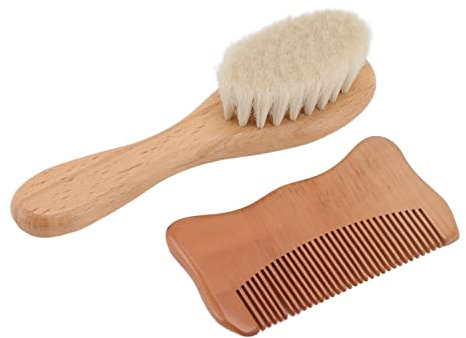 Premium-Ziegen-Babyhaarbürste und Kamm-Set aus Holz für Neugeborene, aus Natürlichem Holz und Ziegenhaar, Pflegt Sanft Babyhaare, Perfektes Babyparty- und Registrierungsgeschenk