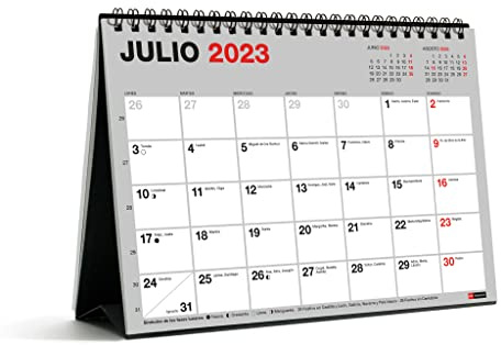 Miquelrius - Calendario Sobremesa 18 Meses, de Julio 2023 a Diciembre 2024, Tamaño A5, Gris