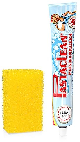 Pastaclean® Fleckenkiller Fleckenpaste - Für Teppiche, Polstermöbel, Autositze, Kleidung, Gardinen, Schmuck, Kunststoffe, Leder, 100ml + 1x Reinigungsschwamm