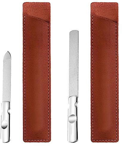 Ansodo 2Pcs Edelstahl-Nagelfeile, Nagelfeilen-Set, professionelle Metall-Nagelfeilen, doppelseitige Nagelfeile, für Heim-Salon oder Reisegebrauch