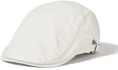 GIBZ Barett Cap Herren, Schiebermütze Damen, Unisex Beret Schirmmütze Driving Cabbie Jagd Flatcap Newsboy Cap, Weiß