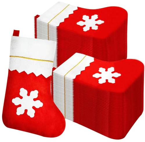 Succwoah 100 Pieces Red Felt Christmas Stockings Bulk 15 Inch Large Christmas Santa Stockings Hanging Xmas Stockings for Christmas Trees Holiday Home Party Decoration(Red with White Trim)