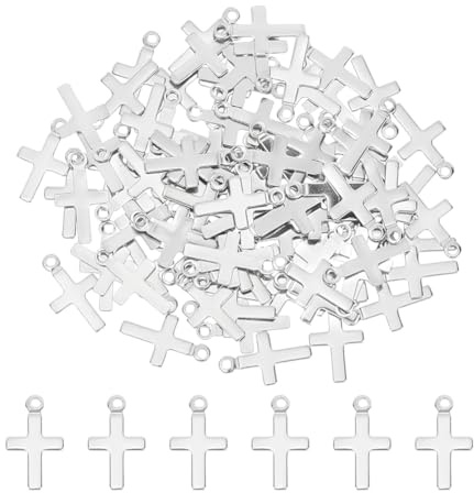 UNICRAFTALE 200 Uds. 304 colgantes de Acero Inoxidable con Corte de Metal con Láser Dijes de Cruz con Tema de Pascua Dijes de Cruz para Pulseras Collares Fabricación de Joyas Diy de 10mm de Largo