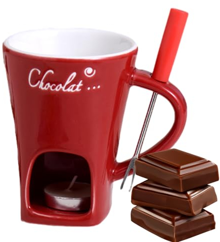 130 ml chokladfondue, chokladfondue-set, chokladfondue-kopp, keramisk chokladfondue-kopp, smör, söt chokladfondue-mugg med fondue-gaffel