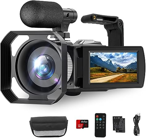 Hojocojo Caméra vidéo 4K 48MP 18X Zoom numérique WiFi Caméra vidéo pour Youtube 3,0 Pouces HD Screen Vlogging Caméra avec 2 Piles/Microphone sans Fil/Carte SD 64G/Télécommande