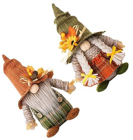 ORFOFE GNOME de Thanksgiving 2pcs en Peluche PP Coton et Gravier pour Sofa