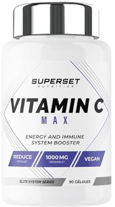 Superset Nutrition - Vitamin C Max (90 capsules végétales) - 1000 mg de vitamine C pure - Antioxydant, métabolisme énergétique