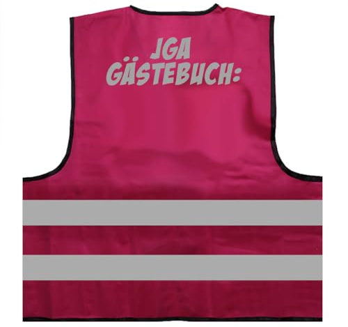 JGA Gästebuch Warnweste BZW. Signalweste mit reflektierendem Aufdruck - Größe S/M, Magenta