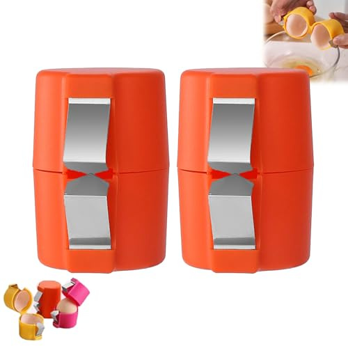 2PCS Egg Cracker Tool, Egg Shell Opener Egg Peeler for Hard Boiled Eggs, Handheld Egg Cracking Tool, Portable Eggshell Remover Egg Opener, Kitchen Baking Separator Tool for Home Dorm Kitchen (Orange)