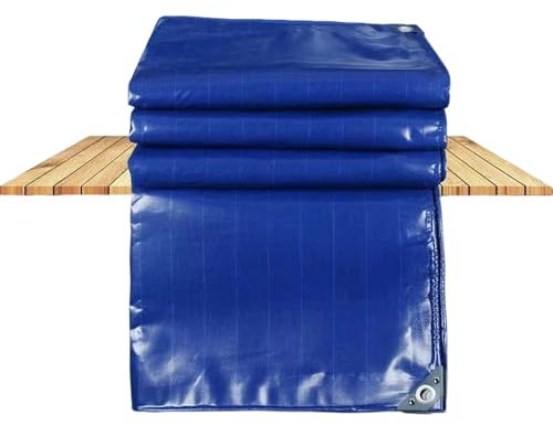 JXLQFA Poolabdeckung für Rund Pools, 2.5x27.5 m 450g/m² Poolplane aus PVC, Pool Abdeckplane mit Ösen Drahtseil Aluminiumverschluss, wasserdichte Poolfolie für Sommer Winter JXL11, Blau