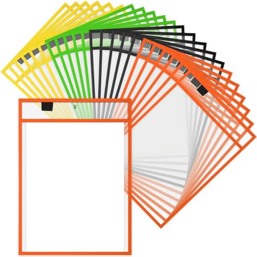Lapyyne 28-Teiliger Arbeitsnotizenhalter, Wiederverwendbarer Notizhalter, Tasche Aus Kunststoff, Trocken Abwischbare HüLle für Lehrer, BüRo, Organisation C