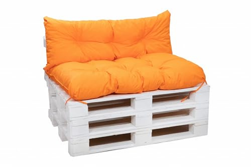 Setgarden® Palettenkissen-Set, Kissen für Gartenmöbel aus Paletten, Outdoor Rücken und Sitzkissen, Gartensitzkissen viele Farben und Größen (Orange, Set 120x80 sitzkissen + 120x50 rückenkissen)