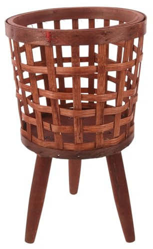 Happyyami jardinière panier à plantes avec support panier à plantes tressé corbeille Étagère à fleurs Support de pots de fleurs présentoir de plante porte-plante d'intérieur en bois Brown