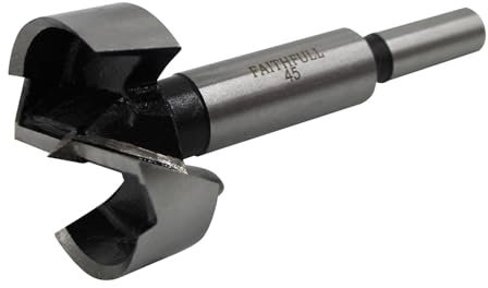 Faithfull FAIFOR45 - Broca Forstner para madera dura, madera blanda, perforación, taladrado, recta, angular, superposición, agujeros de bolsillo, 45 mm
