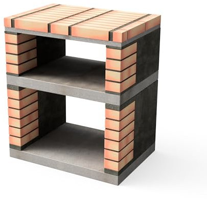Movelar - Seitenständer des Lima-Moduls für vorgefertigten Grill (Grau, Orange - 74 x 53 x 53 cm) - Verwendung im Freien