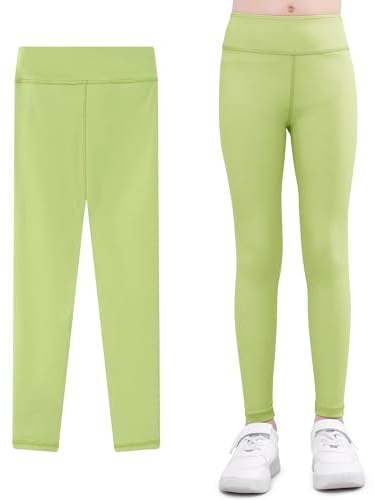 Domueay Sportleggings för flickor, leggings, hög midja, yogabyxor, ventilerande joggingbyxor, löpbyxor, sportbyxor träningsbyxor, barn, elastisk gymnastik, sport, långa byxor 5–11 år, GR. 110–152
