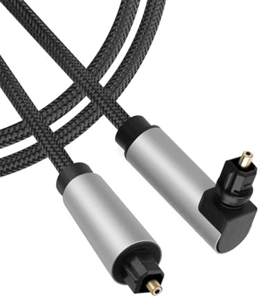 RIIEYOCA 90 Degree Optical Cable for Soundbar to TV, Right Angled Toslink Plug Digital Optical Audio Cable for Home Cinema, Stereo System (2m / 6.6ft) (90 Degree, 2m)