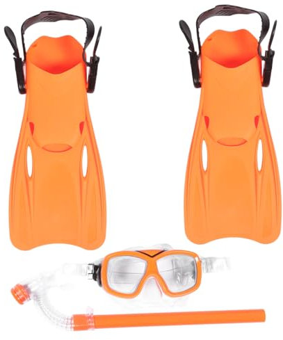 DINHEAROM Schnorchelmaske Für Erwachsene Mit Kurzen Flossen Zum Schwimmen Tragbare Schnorchelausrüstung Trockenschnorchel Mit Vollsichtfeld Geeignet Für Gerätetauchen