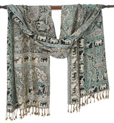 GURU SHOP Indischer Pashmina Schal mit Paisley Muster | Weicher Viskose-Schal, vielseitig tragbar, ideal als Schultertuch oder Halstuch, perfektes Accessoire für jeden Anlass.
