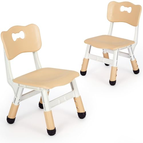 Clevich Chaise pour Enfant 2PCS, Chaise Enfant Plastique 100kg, Mobilier Réglable, avec Dossier, Dès 2 Ans, École/Chambre d'enfant/Garderie, Meuble Junior, Jaune