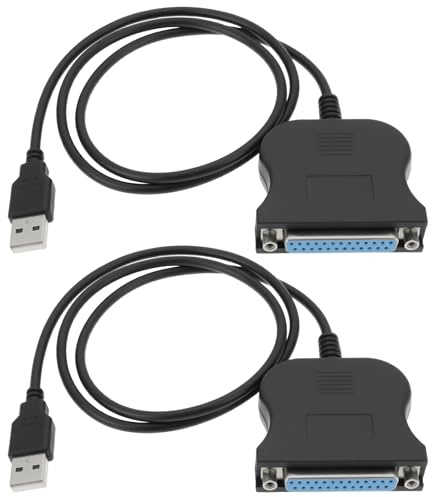 OTOTEC 2 x USB auf 25-poligen DB25 parallelen Druckerkabel-Adapter, 80 cm, für Drucker und Computer, Schwarz