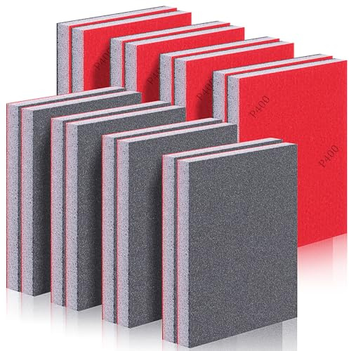 Niuny Esponjas de Lijado 16Pcs Bloque de Lija de Grano 400 Esponja de Lija Húmeda y Seca Reutilizables Esponjas Abrasivas Taco Abrasivo de Lijado Manual para Pulir Madera Metal Cocina Muebles