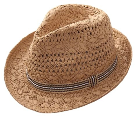 Générique Capelli Cappello da Sole per Bambini per Ragazzi e Ragazze in Paglia per Estate Spiaggia Giochi All'Aperto a Large Bordo, Leggero Traspirante e Regolabile Piccolo Ragazzo, cachi., 3-10 ans