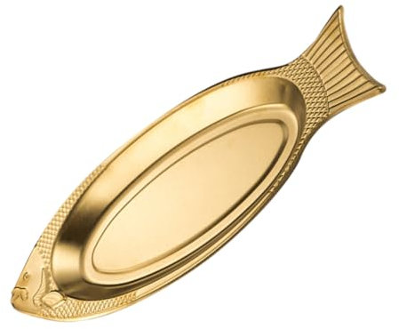TOPPERFUN Plato De Pescado Platos De Pesca Bandeja Para Asar Para Horno Rejilla Para Asar Bandeja De Fruta Asado Plato De Vapor De Pescado Fuente Metalica Para Servir Dorado Acero Inoxidable
