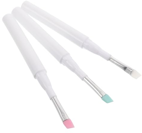 TOVINANNA 3pcs Angled Silicone Eye Makeup Brush with Protective Cap Dust Design for Eyebrow and Eyeshadow Application Durable Reusable Travel Friendly Makeup Tool Transparent