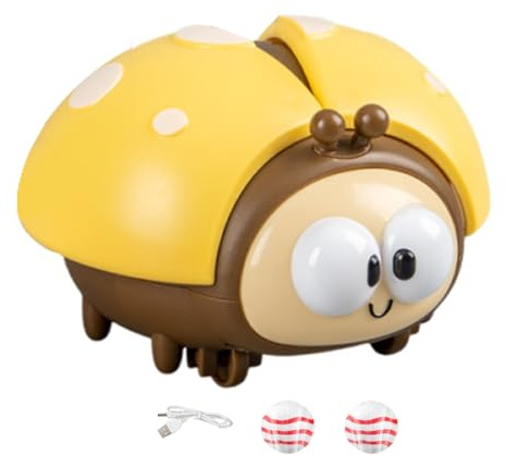 Générique Ball Launch Game - Ladybug Shape Electronic Toy, USB Interactive Toy, Floating Shiny Sphere | Educational Animal for Sensory Stimulation,