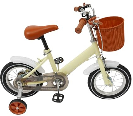DioPaiB Kinderfahrrad 12 Zoll Kinder Fahrrad mit Stützrädern & Korb, Kinderfahrrad für ab 2-4 Jahre Jungen & Mädchen, Fahrrad Mädchen, Balance- und Pedal-Lernfahrrad Höhenverstellbar, Gelb