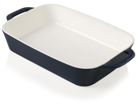 Sweejar Home Ceramic Bakeware Set, 9x13 In Rectangular Baking Dish for Cooking, Kitchen, Cake Dinner, Banquet and Daily Use, Casserole Dishes for Oven Porcelain Baking Pans(Navy)