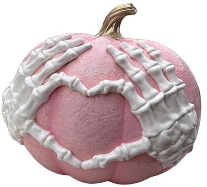 XLWLLNJ Statua Decorativa di Zucca di Halloween, Opera d'Arte da Collezione in Resina, Statuetta Gotica, Scultura per Camera da Letto, Mensola Ornamentale, Rosa