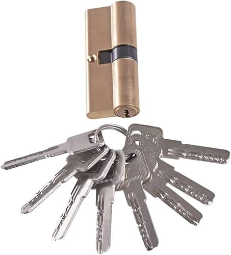 Europäischer Doppelschließzylinder, Zylinderschloss, Türschloss mit Schlüssel, Drehriegel-Profilzylinder, Messing, 75 mm, 8 Schlüsseln(90=45+45)