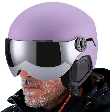 YNPQTDS Caschi da Sci per Uomini | Cappello Antiurto Caldo Con Occhiali | Casco Da Sci Per Clima Freddo Con Lente,Per Uomini Donne Giovani Adulti Sciatori Snowboardisti Discesa Resort Interno Esterno