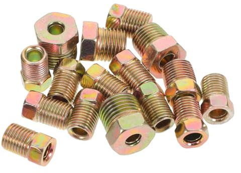 Healeved Kit de 12 Conectores de Latón para Líneas de Freno de Coche Racores Roscados y Uniones Metálicas para Mangueras Surtido Completo para Reparación y Mantenimiento Automotriz