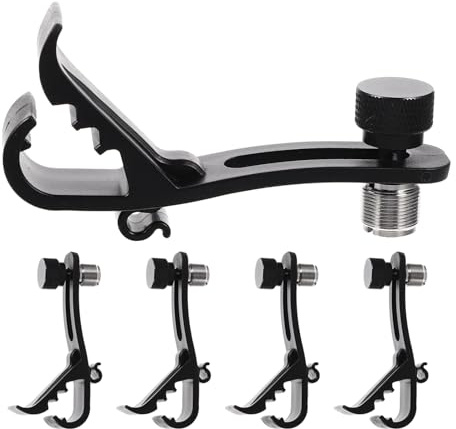 LRXIYODE 5 Stück Verstellbare Mikrofon Halterung Klemme für Schlagzeug Instrumente Stoßfeste Drum Mic Clips in Schwarz Stabile Befestigung für Snare Bass Drum Ständer Langlebiges Zubehör