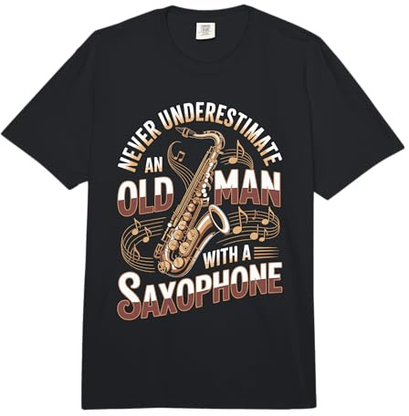 Never Underestimate an Old Man with A Saxophone Jazz Comfort Colors Adult Heavyweight T-Shirt