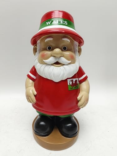 Garden Gnome Resin, Wales Theme, 24cm Height, Football Rugby, Outdoor Sculpture
