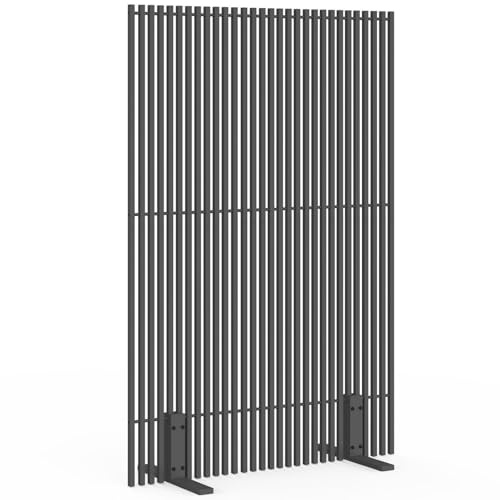 IDMarket - Paravent außen Durchbrochene dekorative Klaustra 120 x 180 cm vertikale Jalousien Metall anthrazitgrau