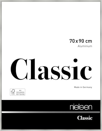 nielsen Aluminium Bilderrahmen Classic, 70 x 90 cm, Silber | Aluminium Posterrahmen im Hoch- & Querformat zum Aufhängen Silber matt Echtglas