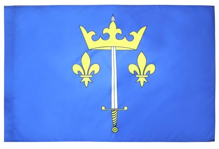 AZ FLAG Flagge Johanna von Orleans 150x90 cm Polyester 100D Hohlsaum | Für innen und außen Jeanne d’Arc dekorative Flagge doppelte Nähte und verstärkte Kanten mit Masttunnel 100D Polyester