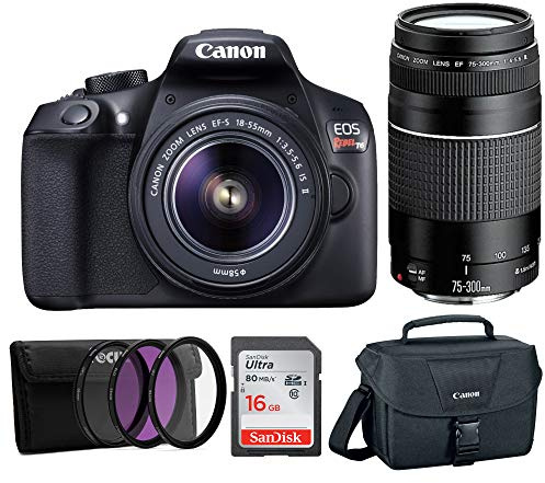 Canon EOS Rebel T6 18MP DSLR 18-55mm, 75-300mm Lenses, Bonus SD Card, and WiFi