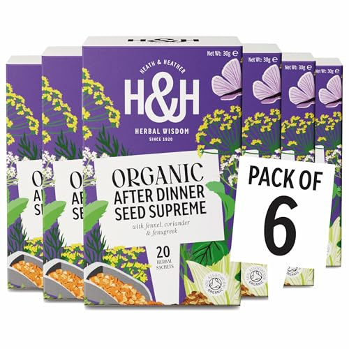 Heath & Heather • Organic After Dinner Seed Supreme 6 x 20 Boxes • 120 Bags | Organic After Dinner Seed Supreme Tea • Digestive Herbal Tea • 6 x 20 Boxes (120 Tea Bags)