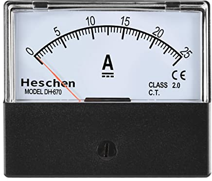 Heschen Medidor de corriente montado en panel rectangular DH-670 DC 0-25A clase 2.0