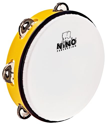 Nino Percussion Headed Tambourine Instrument - Musikinstrument für Kinder ab 5 Jahren - Durchmesser 8 Zoll - Kunststoff, Gelb (NINO51Y)