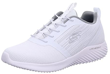 Skechers herr Bounder hög grad promenadsko, Vitt nät PU trim, 43 EU