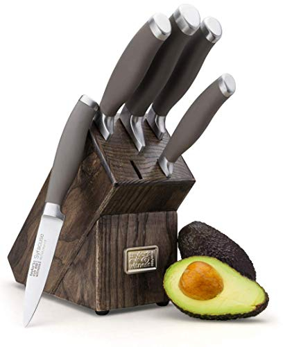 Taylors Eye Witness Syracuse Ash Knife Block Set - Chef, Bread, Carving, All Purpose And Parer. Multi Use. Ultra Fine, Razor Sharp Blade. Soft Textured Grey Handle With Tactile Grip.