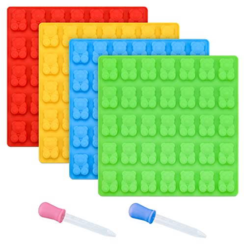 CAKETIME Gummy Bear Molds - 1 Inch Silicone Chocolate Molds 4 Pack LFGB Pinch Test Approved